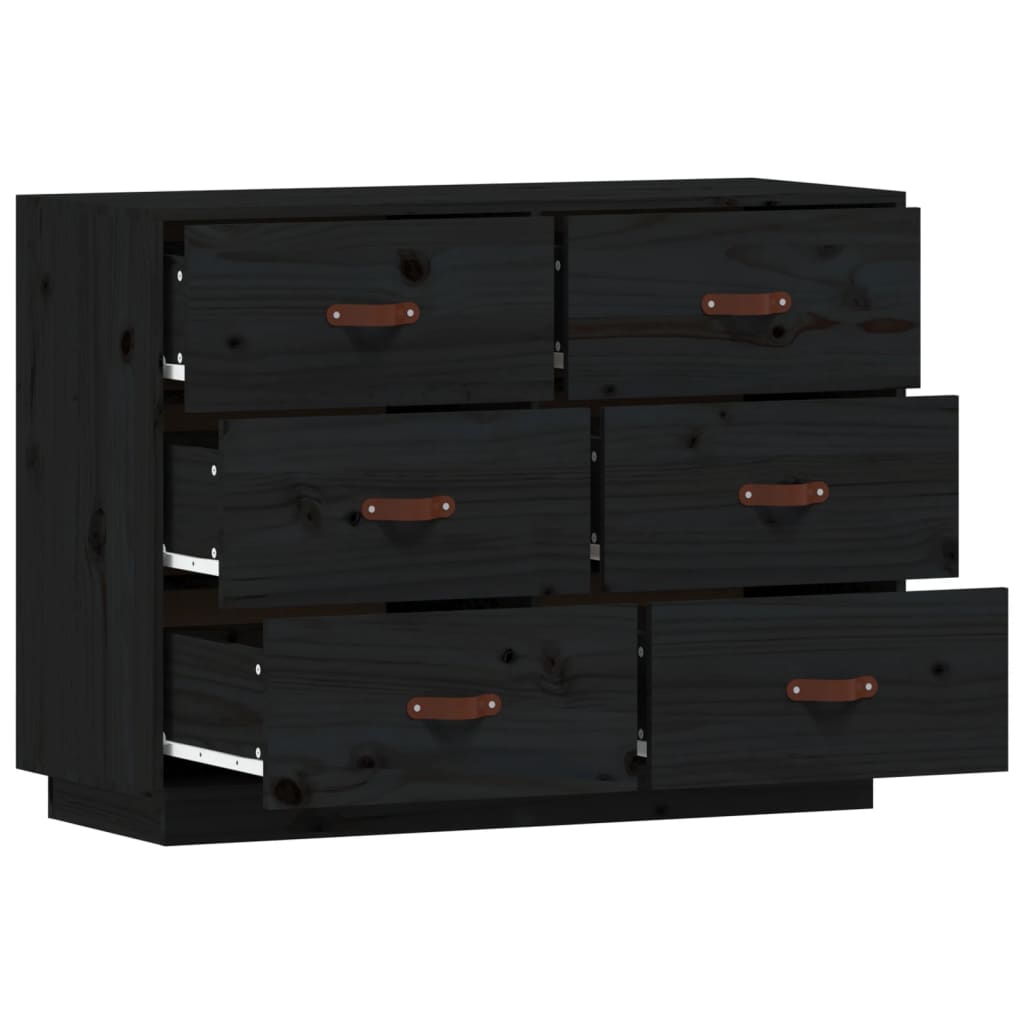 Buffet Noir 100x40x75 cm Bois massif de pin