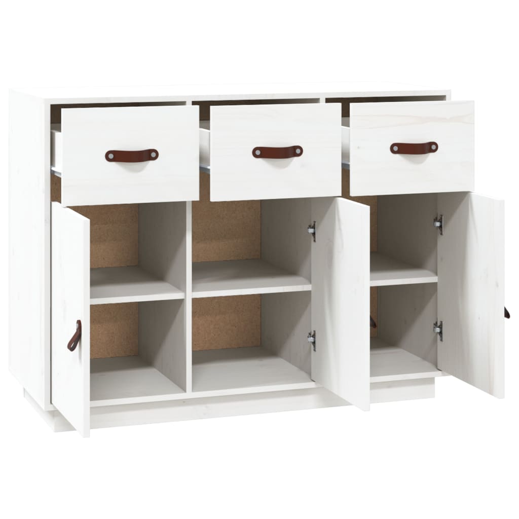 Buffet Blanc 100x40x75 cm Bois massif de pin