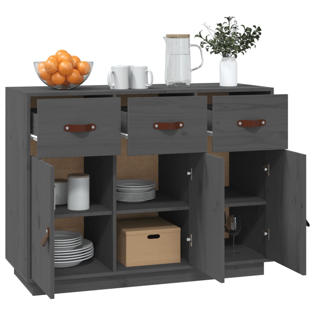 Buffet Gris 100x40x75 cm Bois massif de pin