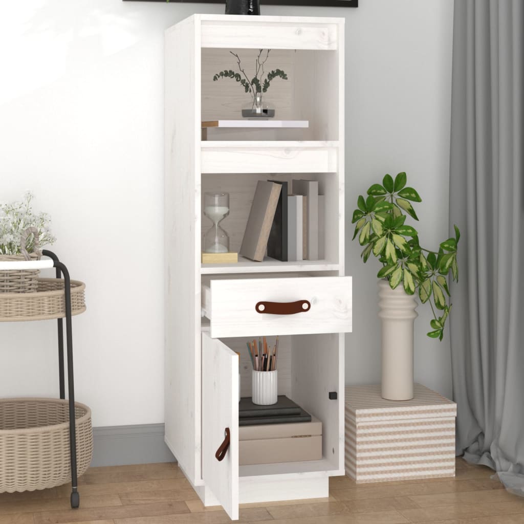 Buffet haut Blanc 34x40x108,5 cm Bois massif de pin