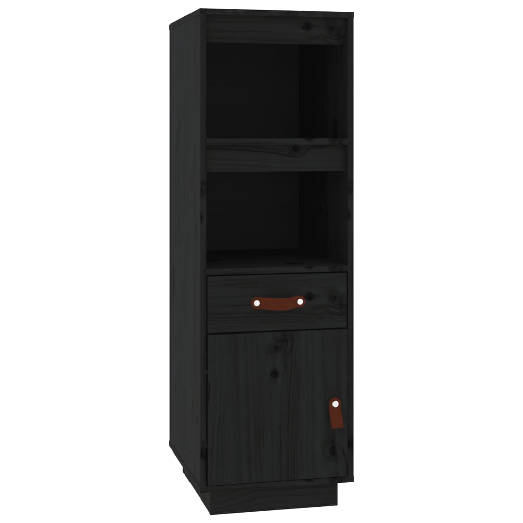 Buffet haut Noir 34x40x108,5 cm Bois massif de pin