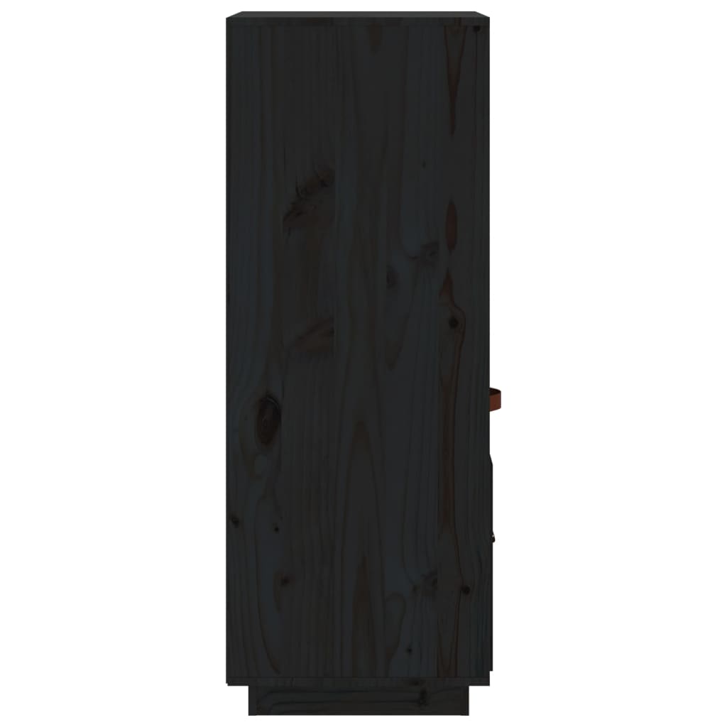 Buffet haut Noir 34x40x108,5 cm Bois massif de pin