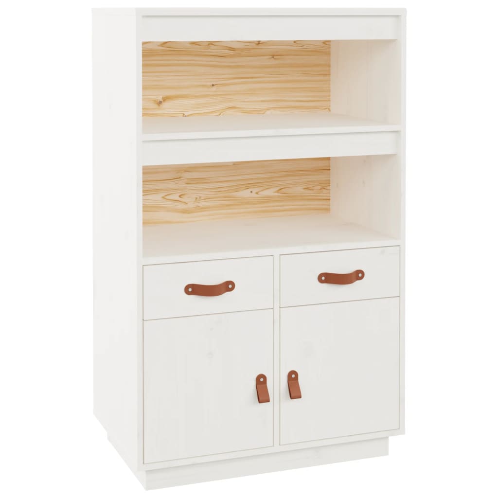 Buffet haut Blanc 67x40x108,5 cm Bois massif de pin