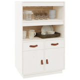 Buffet haut Blanc 67x40x108,5 cm Bois massif de pin