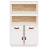 Buffet haut Blanc 67x40x108,5 cm Bois massif de pin