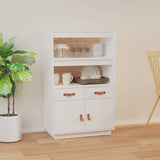 Buffet haut Blanc 67x40x108,5 cm Bois massif de pin