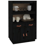 Buffet haut Noir 67x40x108,5 cm Bois massif de pin