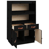 Buffet haut Noir 67x40x108,5 cm Bois massif de pin