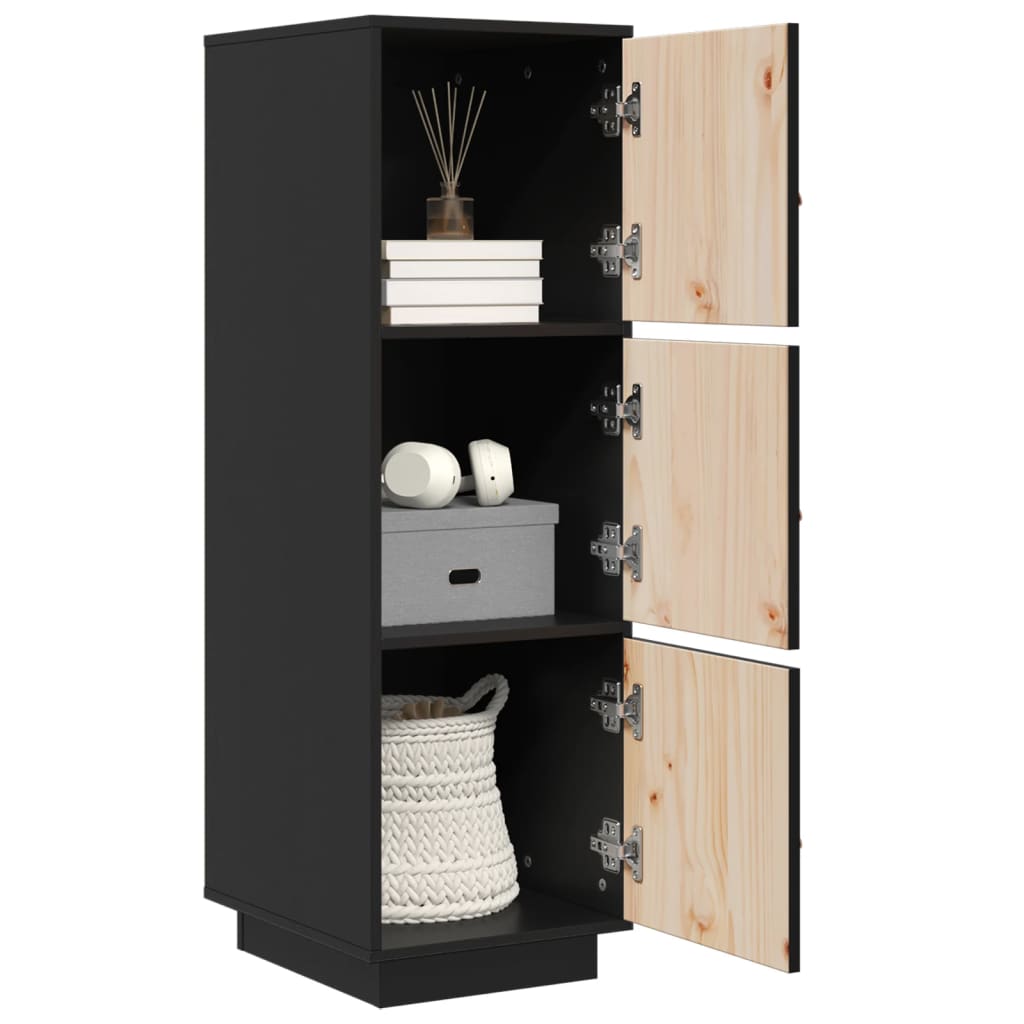 Buffet haut Noir 34x40x108,5 cm Bois massif de pin