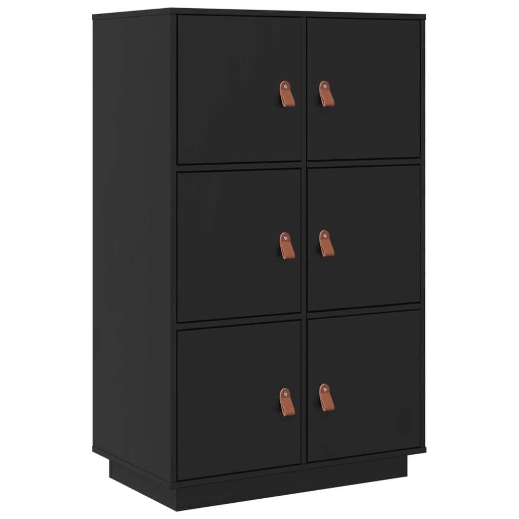 Buffet haut Noir 67x40x108,5 cm Bois massif de pin