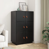 Buffet haut Noir 67x40x108,5 cm Bois massif de pin