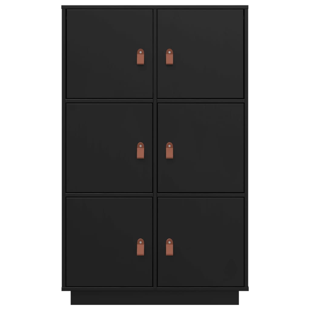 Buffet haut Noir 67x40x108,5 cm Bois massif de pin