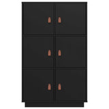 Buffet haut Noir 67x40x108,5 cm Bois massif de pin