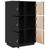 Buffet haut Noir 67x40x108,5 cm Bois massif de pin