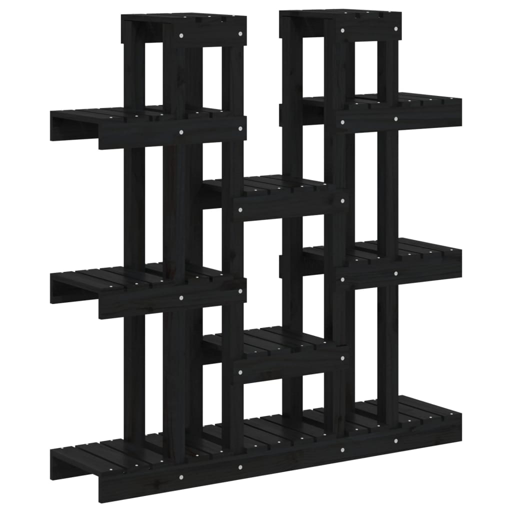 Support à plantes Noir 104,5x25x109,5 cm Bois massif de pin