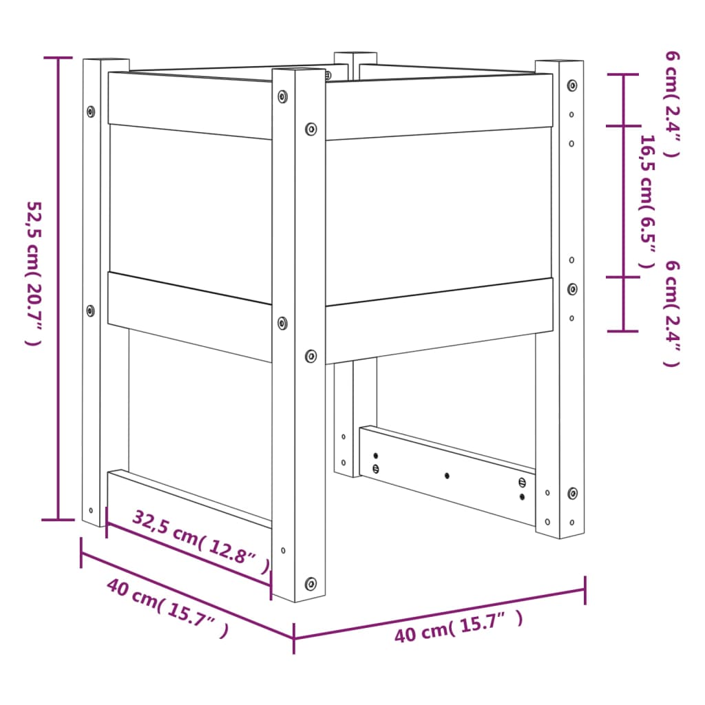 Jardinières 2 pcs 40x40x52,5 cm Bois massif de pin