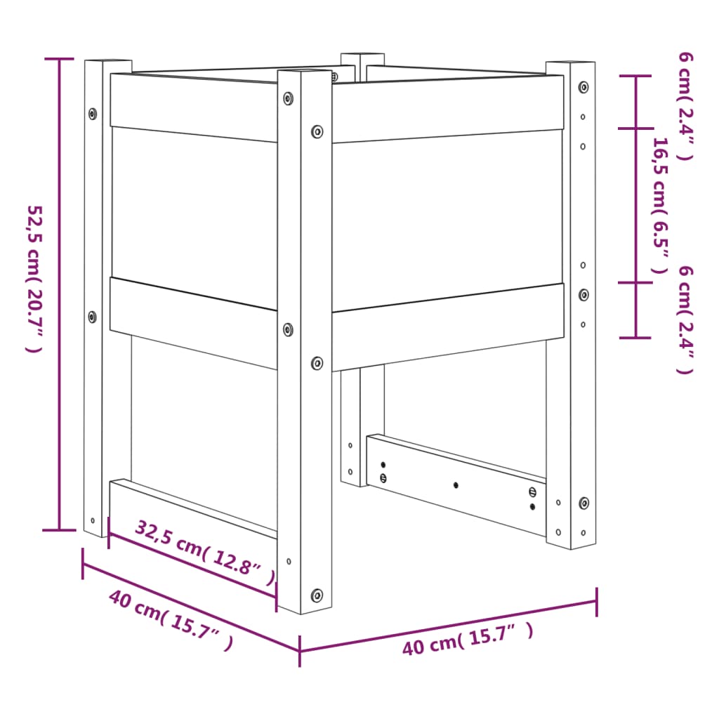 Jardinières 2 pcs Blanc 40x40x52,5 cm Bois massif de pin