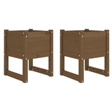 Jardinières 2 pcs Marron miel 40x40x52,5 cm Bois massif de pin