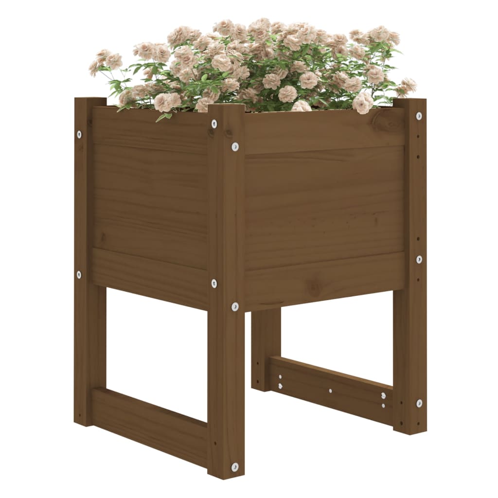 Jardinières 2 pcs Marron miel 40x40x52,5 cm Bois massif de pin