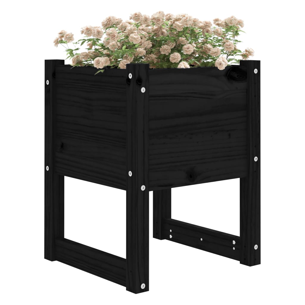 Jardinières 2 pcs Noir 40x40x52,5 cm Bois massif de pin