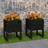 Jardinières 2 pcs Noir 40x40x52,5 cm Bois massif de pin