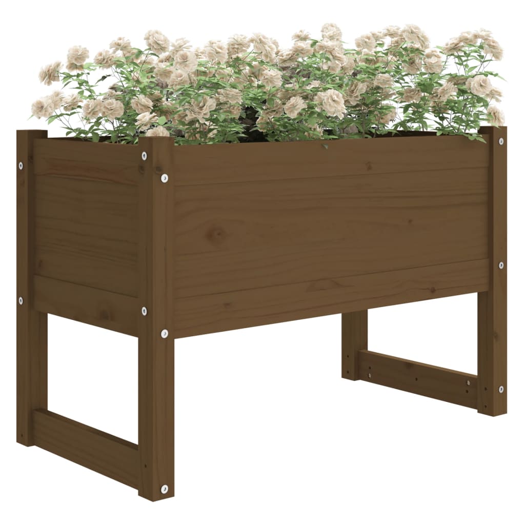 Jardinière Marron miel 78x40x52 cm Bois massif de pin