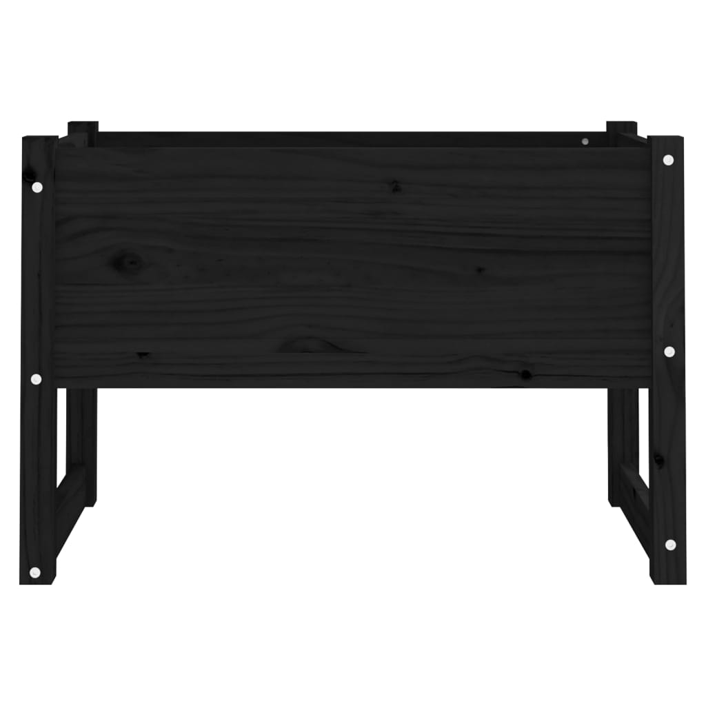 Jardinière Noir 78x40x52 cm Bois massif de pin