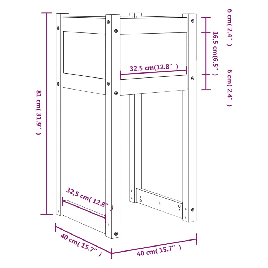 Jardinières 2 pcs 40x40x81 cm Bois massif de pin