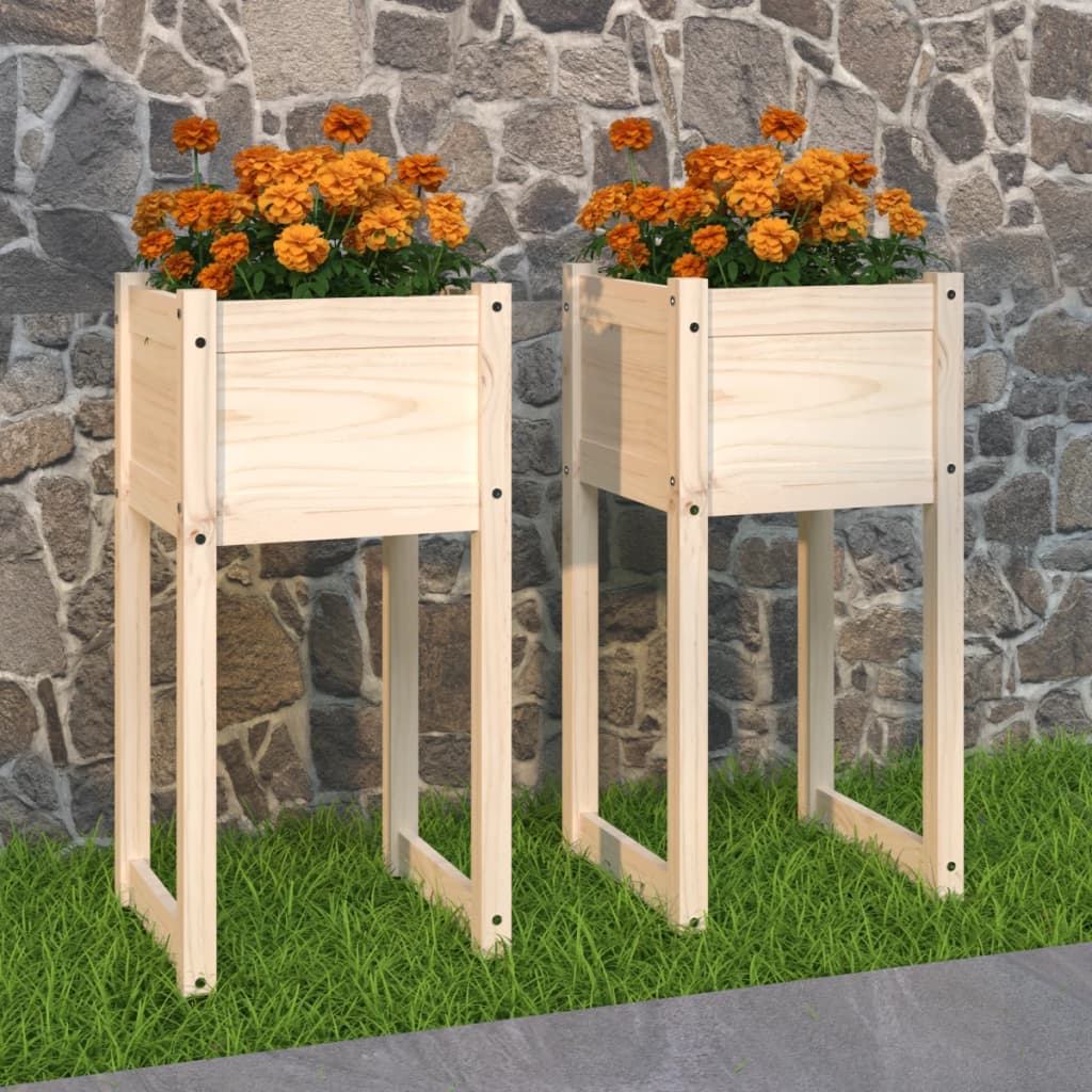 Jardinières 2 pcs 40x40x81 cm Bois massif de pin