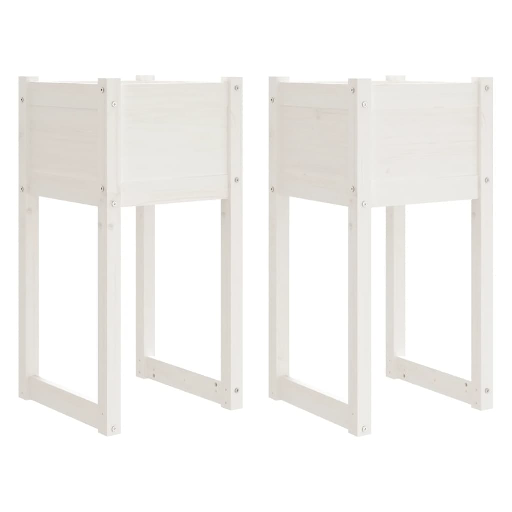 Jardinières 2 pcs Blanc 40x40x81 cm Bois massif de pin