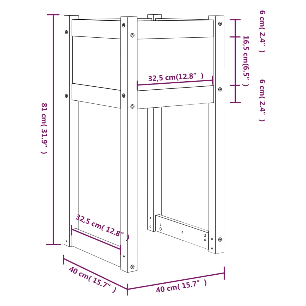 Jardinières 2 pcs Blanc 40x40x81 cm Bois massif de pin