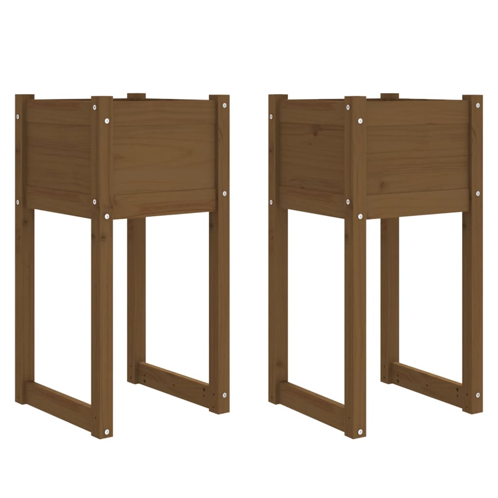 Jardinières 2 pcs Marron miel 40x40x81 cm Bois massif de pin