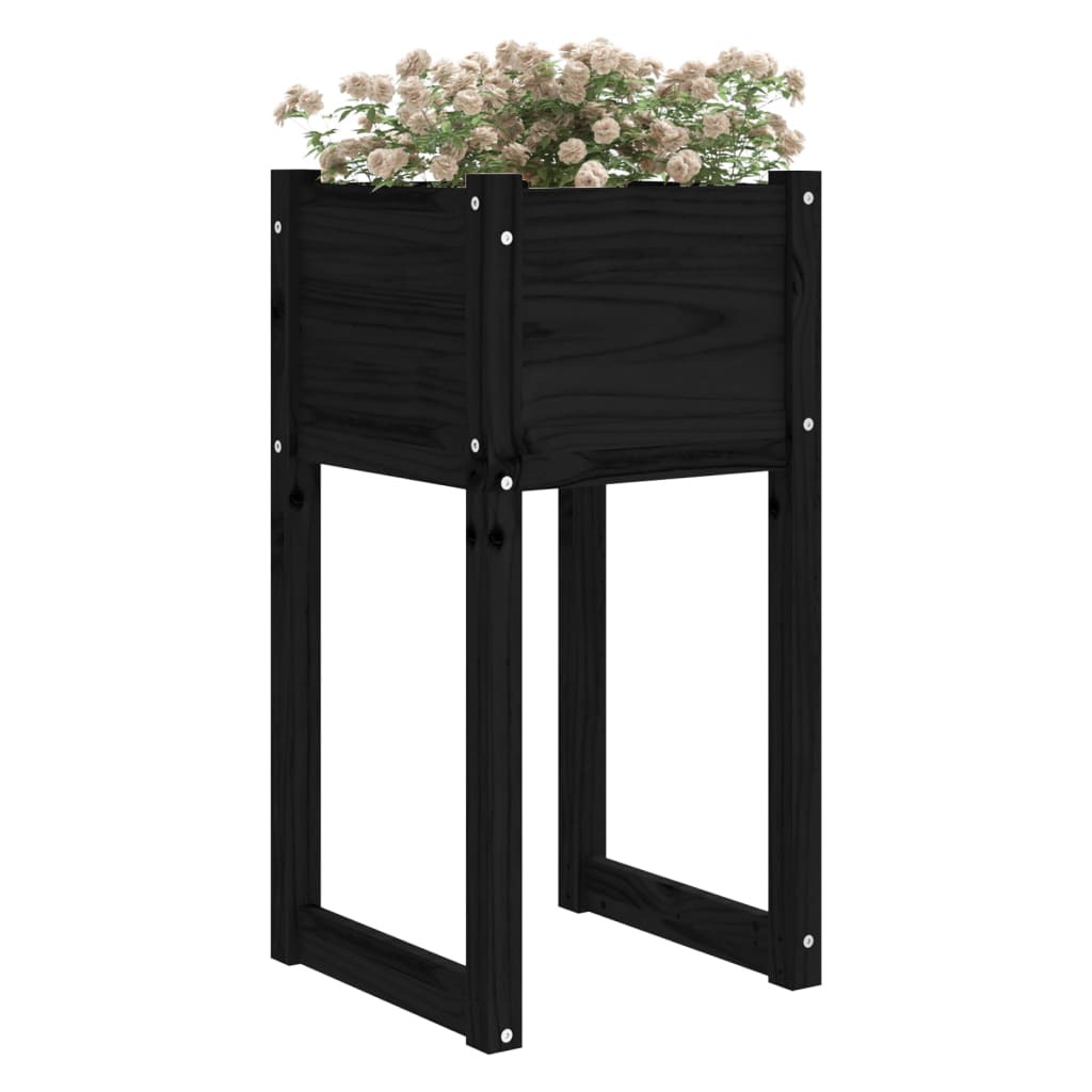 Planters 2 pcs Black 40x40x81 cm Solid pine wood