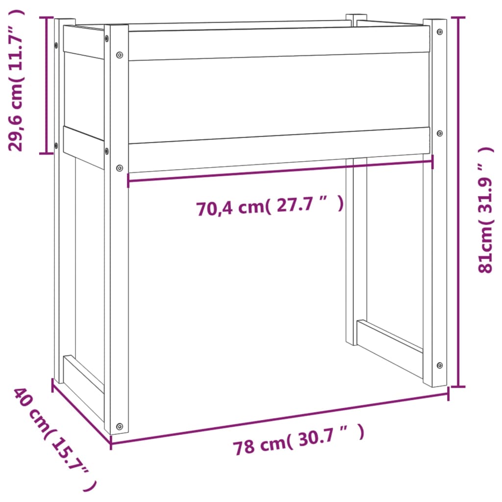 Jardinière 78x40x81 cm Bois massif de pin