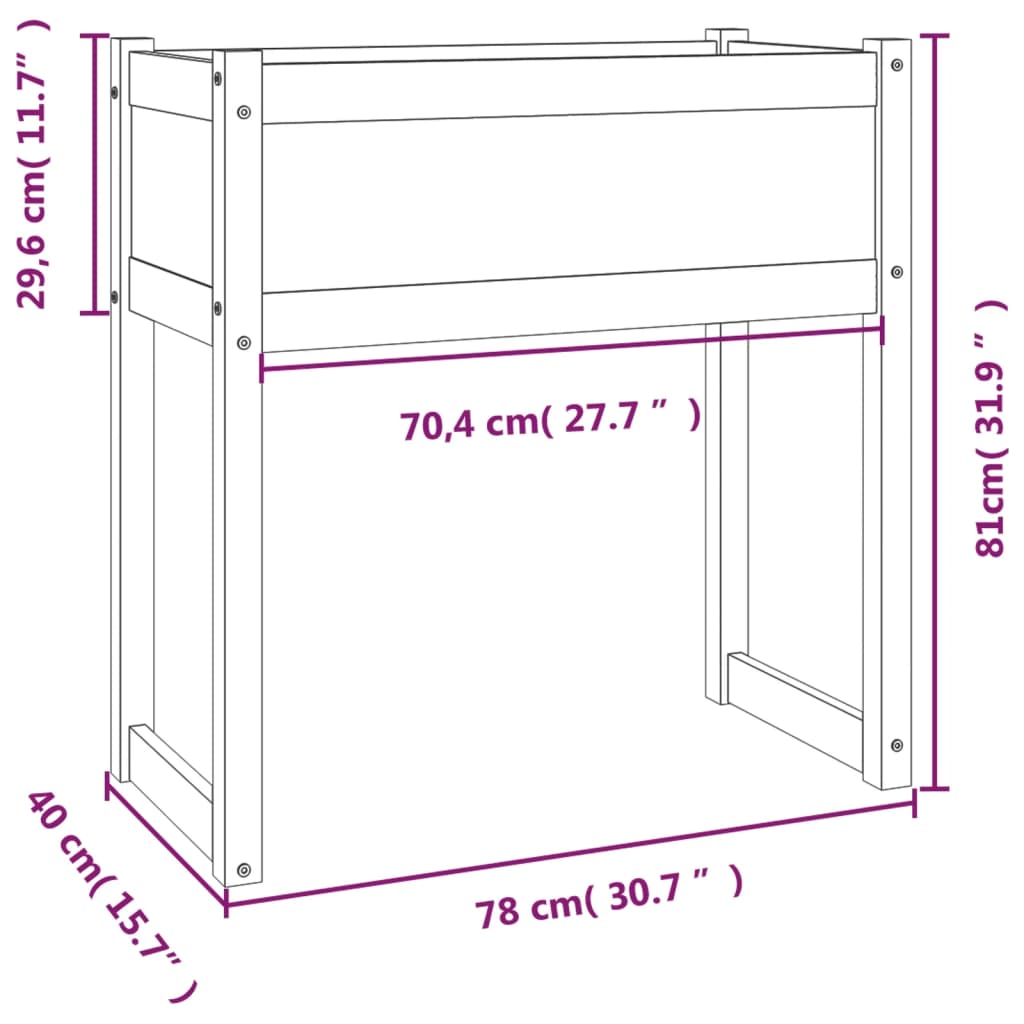 Jardinière Gris 78x40x81 cm Bois massif de pin