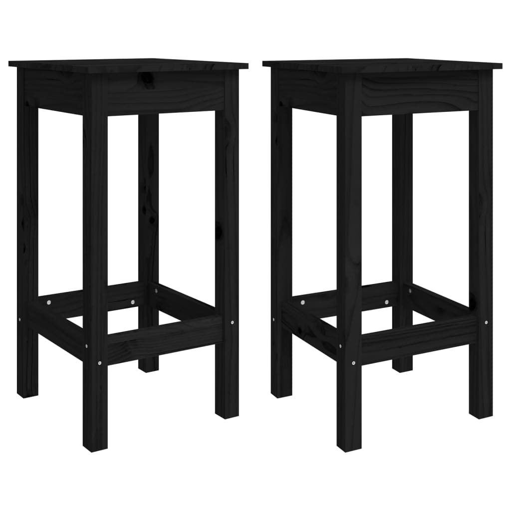 Bar chairs set of 2 black 40x40x78 cm solid pine wood