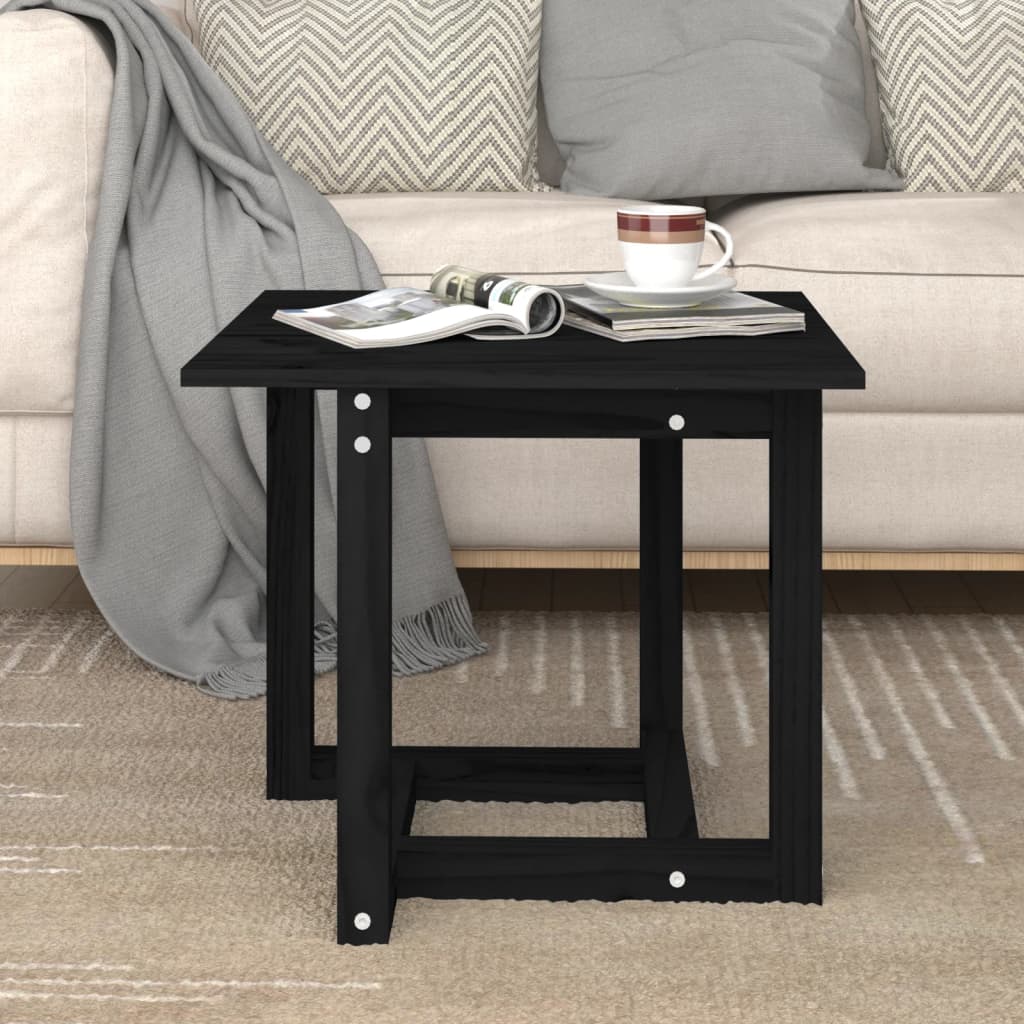 Coffee table Black 50x50x45 cm Solid pine wood