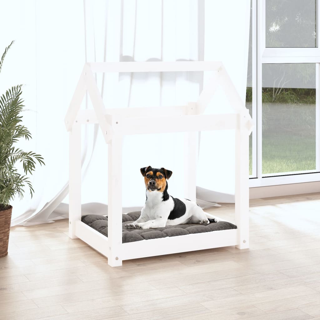 Dog bed White 61x50x70 cm Solid pine wood