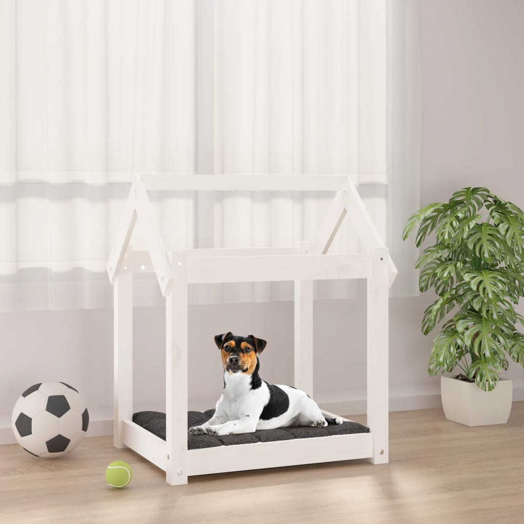 Dog bed White 61x50x70 cm Solid pine wood