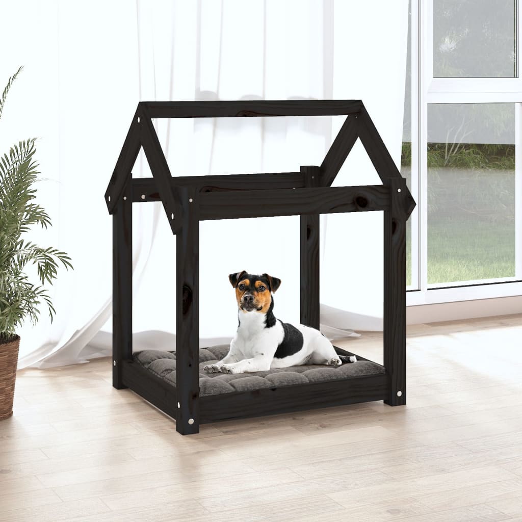 Dog bed Black 61x50x70 cm Solid pine wood