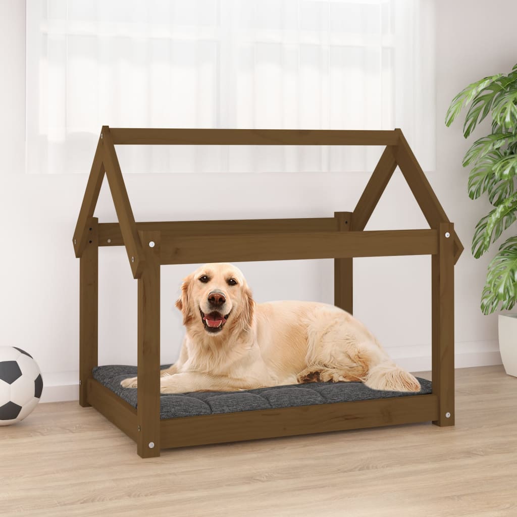 Dog bed Honey brown 81x60x70 cm Solid pine wood