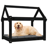 Dog bed Black 81x60x70 cm Solid pine wood