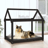 Dog Bed Black 101x70x90 cm Solid Pine Wood