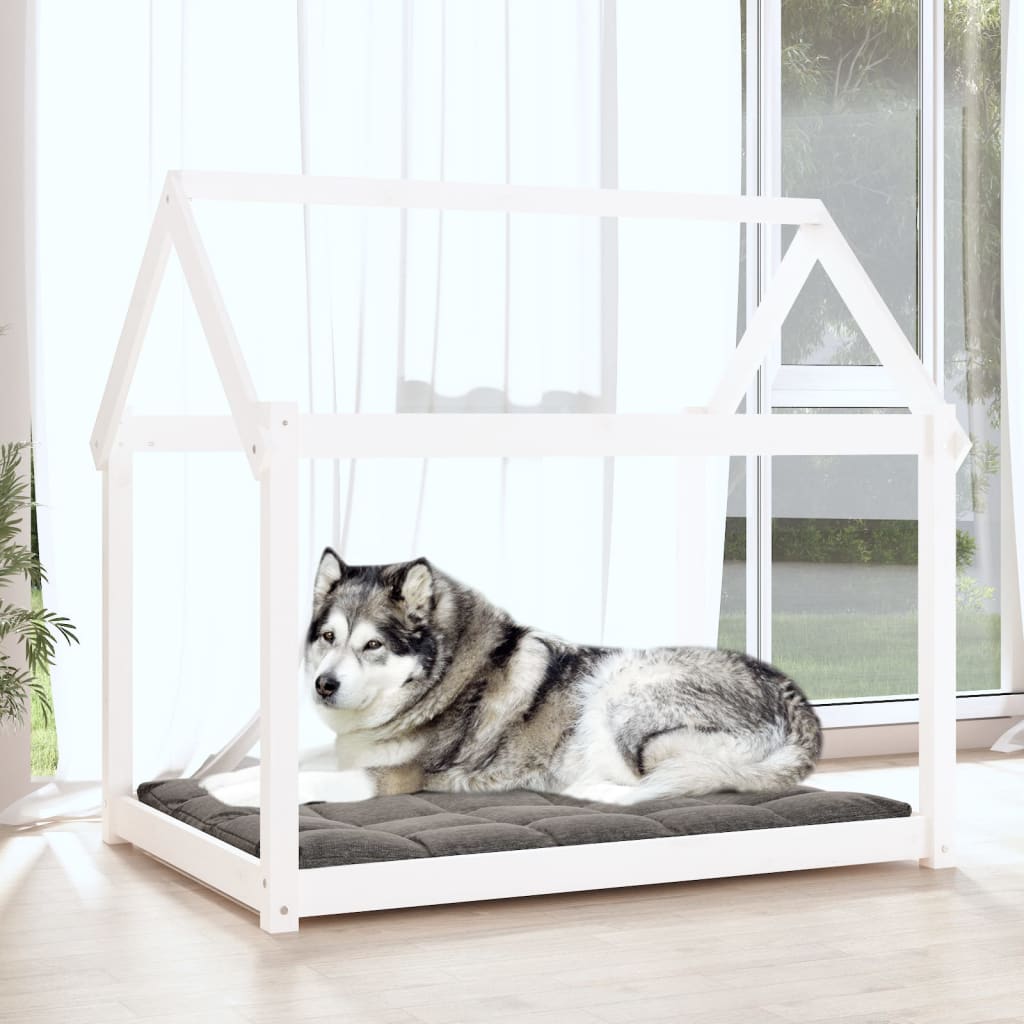 Dog bed White 111x80x100 cm Solid pine wood