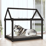 Dog bed Black 111x80x100 cm Solid pine wood