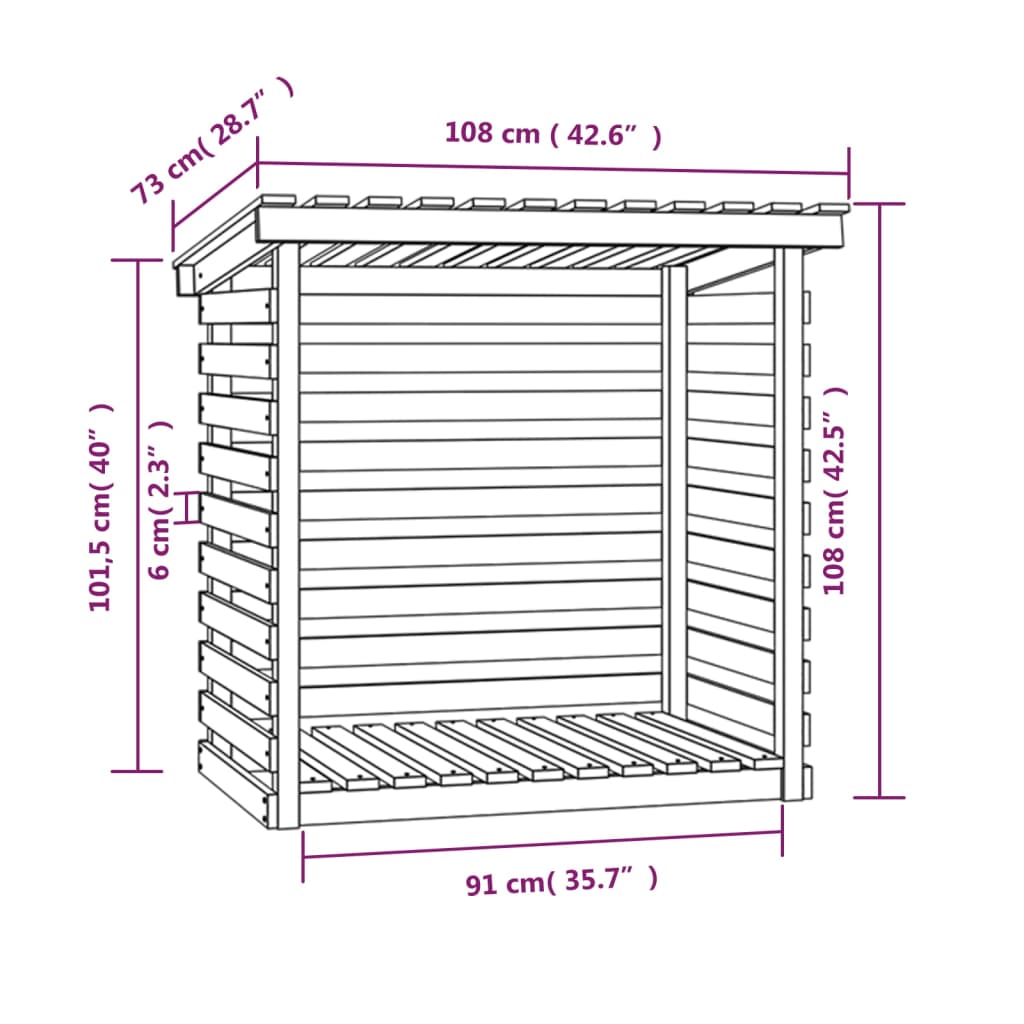 Support pour bois de chauffage 108x73x108 cm Bois de pin