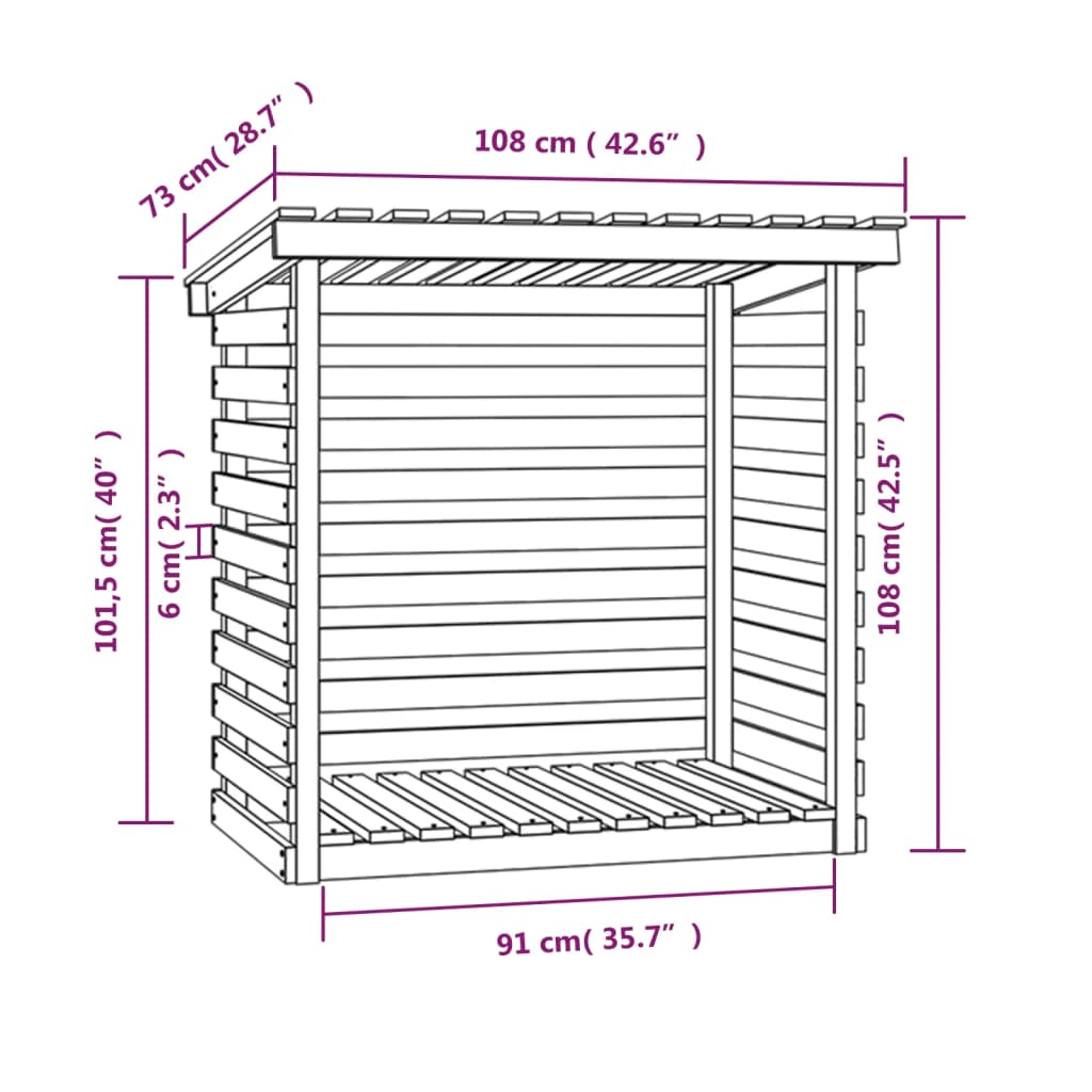 Support pour bois de chauffage Blanc 108x73x108 cm Bois de pin