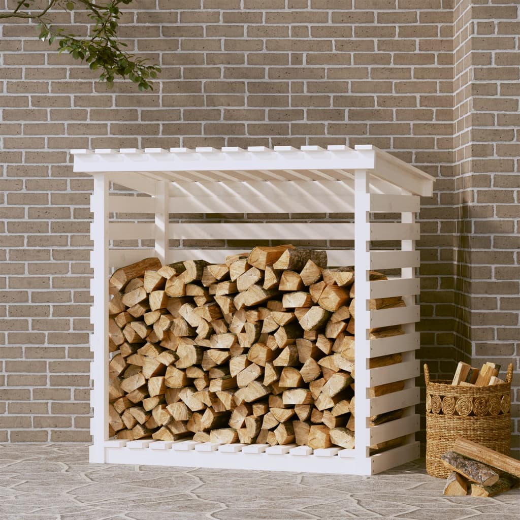 Firewood Holder White 108x73x108 cm Pine Wood