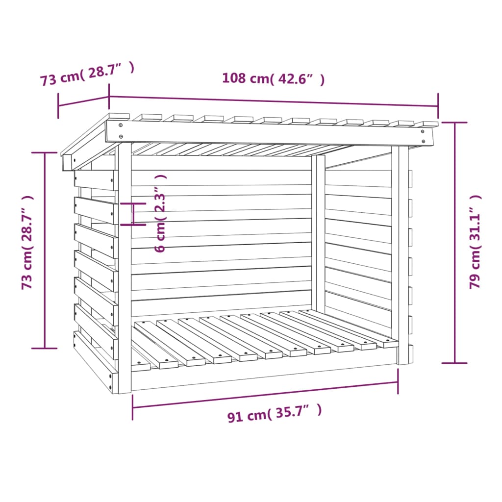 Support pour bois de chauffage Blanc 108x73x79 cm Bois de pin