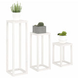 Ensemble de supports pour plantes 3pcs Blanc Bois de pin massif